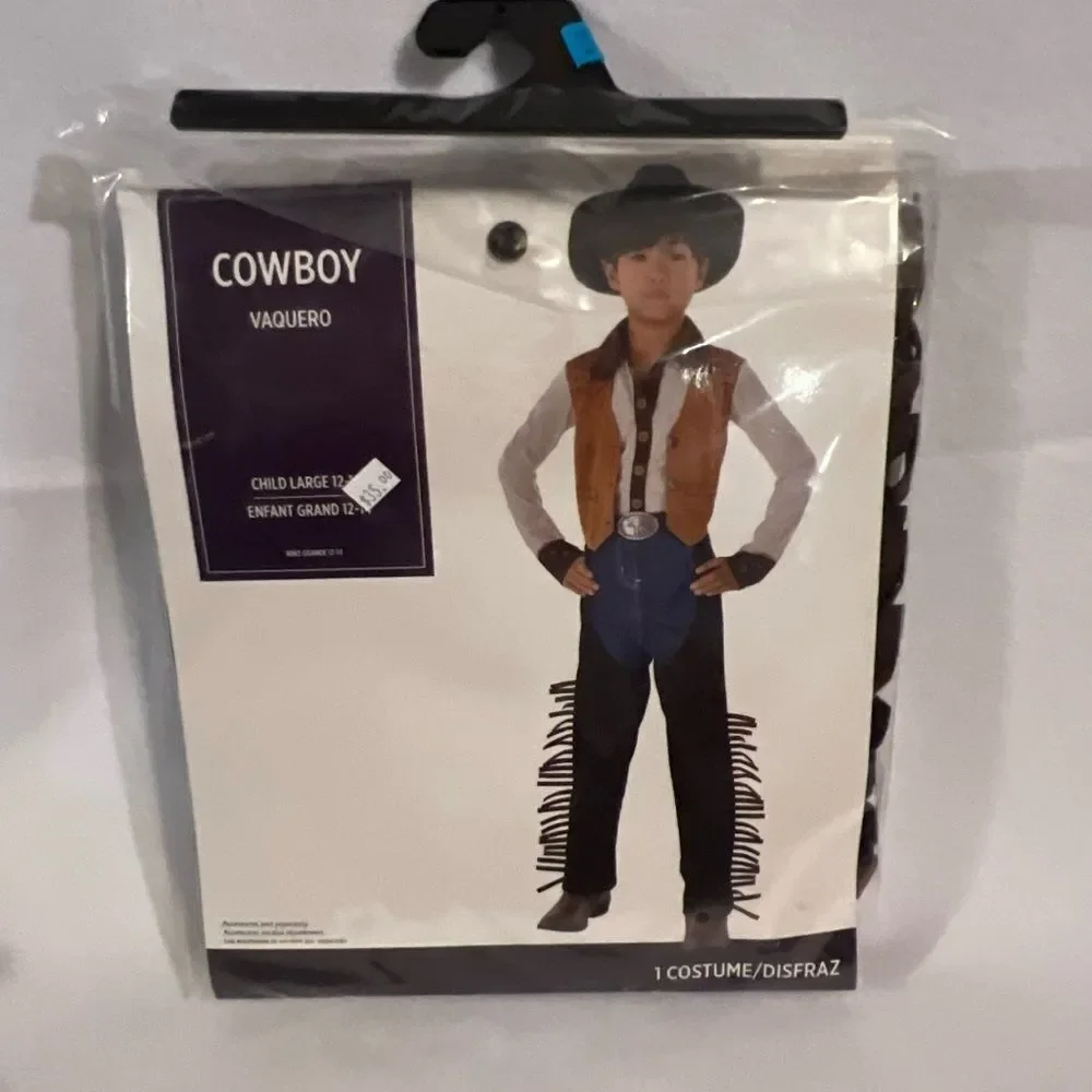 Party City Cowboy Costume for Kids - Brown and Blue